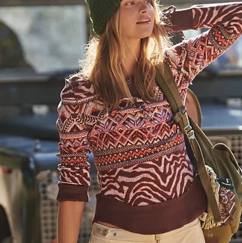 NWT, "Rare winter aztec winter thermal top", By "Free People Movement"